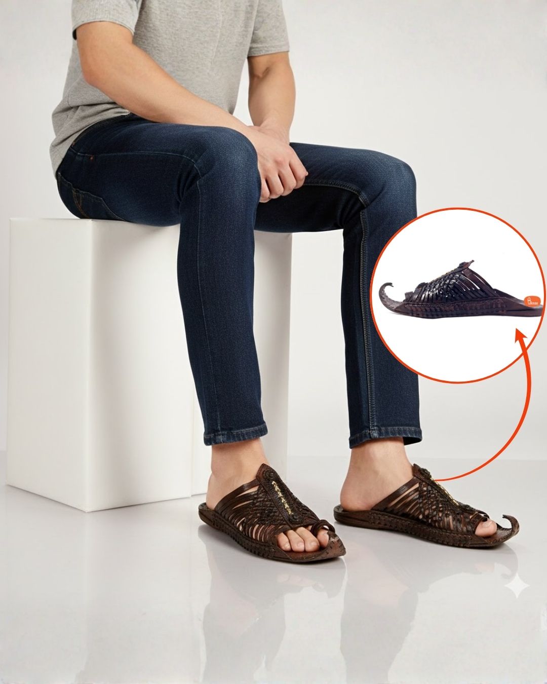 Royal Maharaja Designed Traditional Leather Kolhapuri Chappal for Men by Vhaan Ethnic Craft