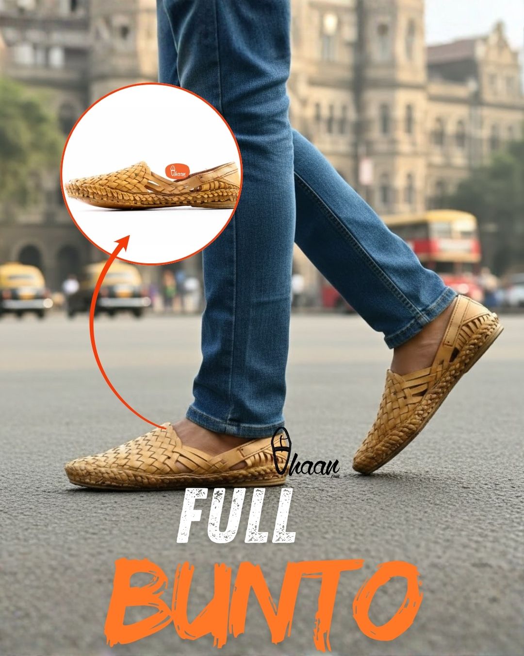 Authentic Handstitched Pure Leather Net Full Shoes for Men by Vhaan Ethnic Craft