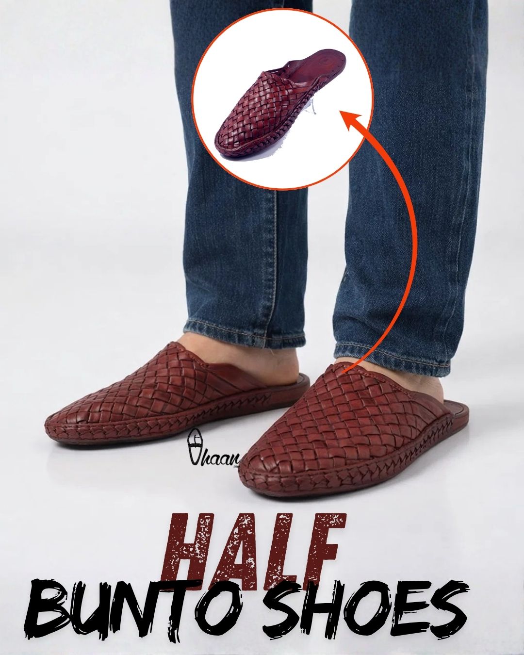 Red Color Slip-On Men’s Kolhapuri Chappal by Vhaan Ethnic Craft