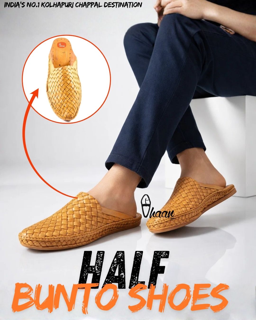 Handmade Pure Leather Men’s Kolhapuri Chappal with Ethnic Net Design and Hand-Stitched Detailing by Vhaan Ethnic Craft