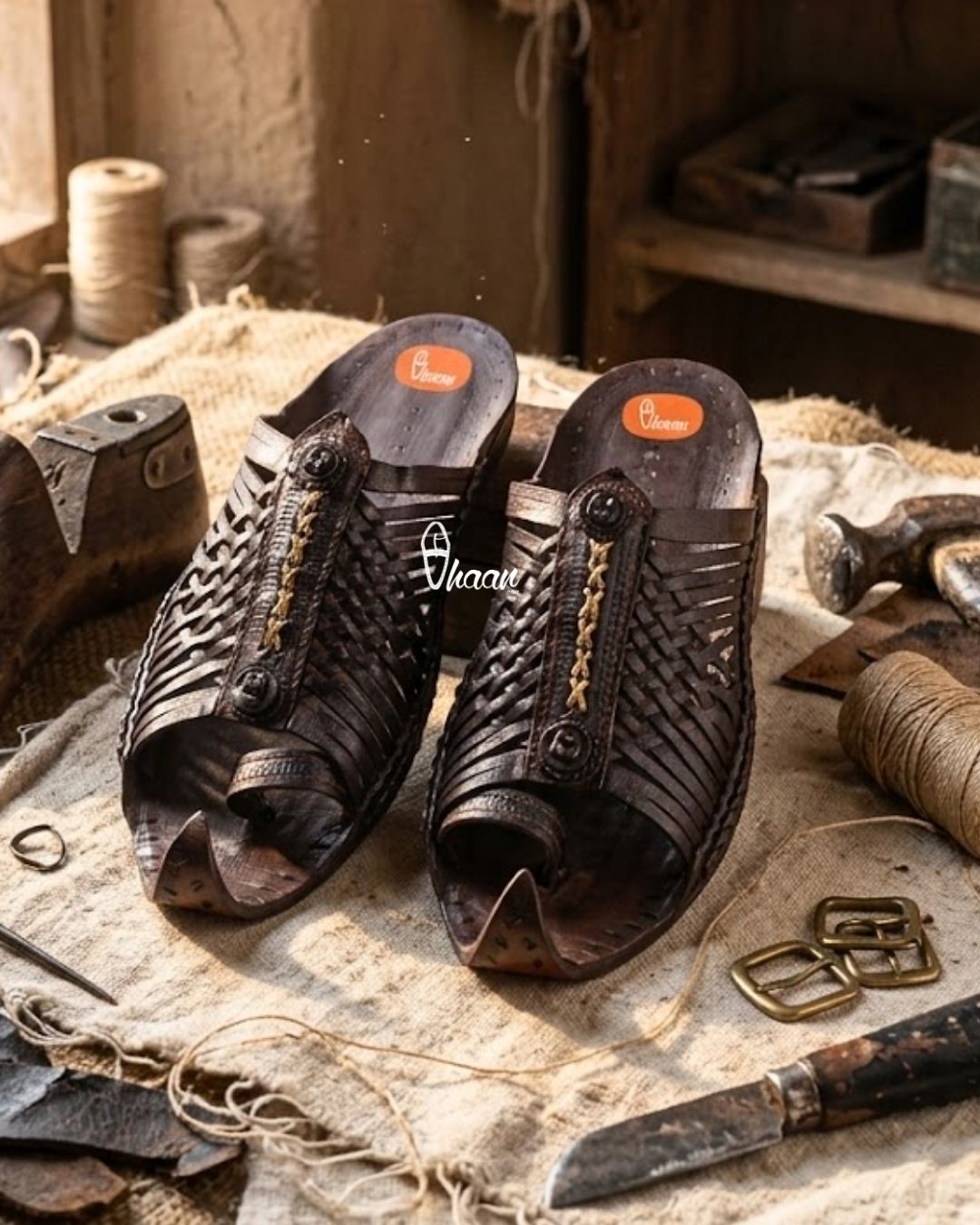 Royal Maharaja Designed Traditional Leather Kolhapuri Chappal for Men by Vhaan Ethnic Craft