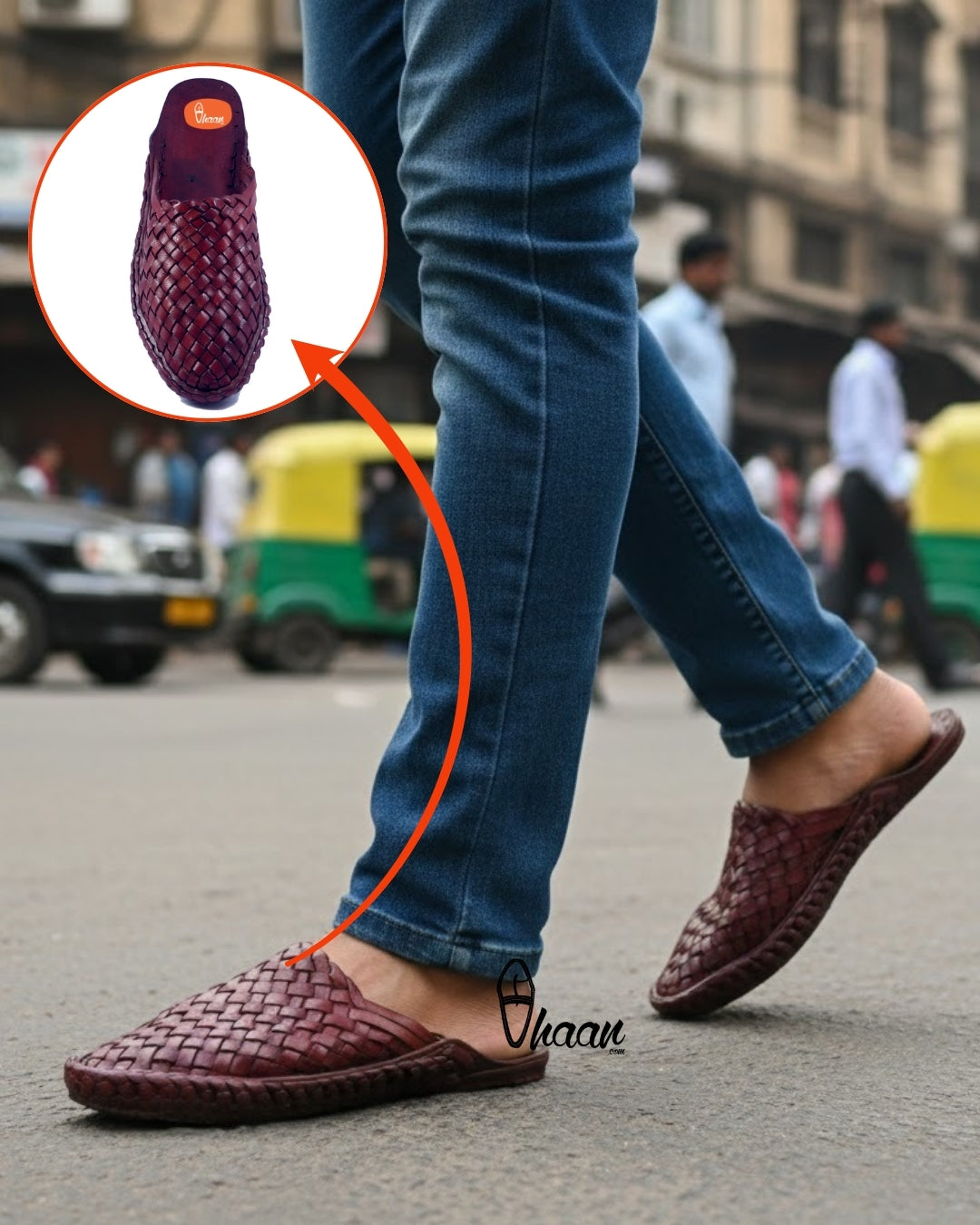 Red Color Slip On Mens Kolhapuri Chappal