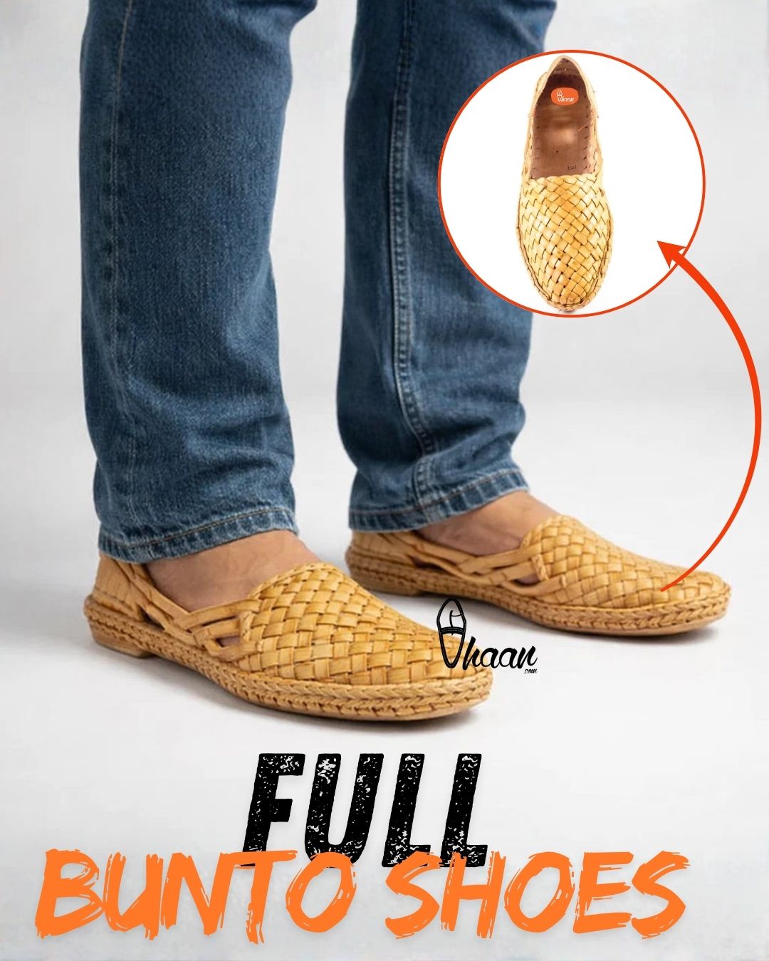 Authentic Handstitched Pure Leather Net Full Shoes for Men by Vhaan Ethnic Craft
