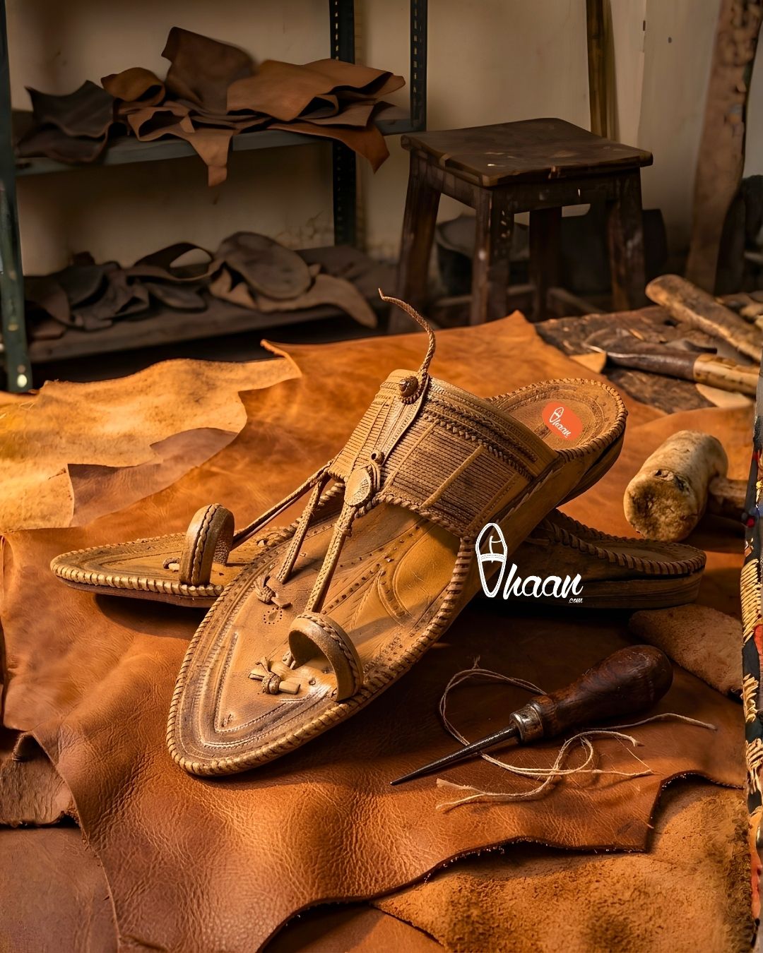Khas Ghotiv Shilai Traditional Handcrafted Kolhapuri Chappal by Vhaan Ethnic Craft