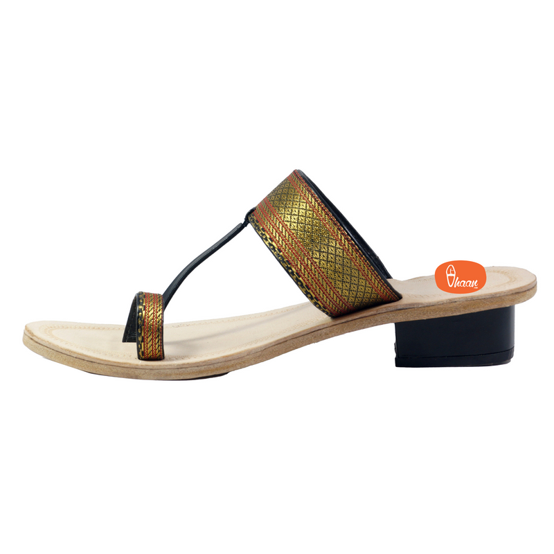 Ladies paithani Kolhapuri chappal with heels
