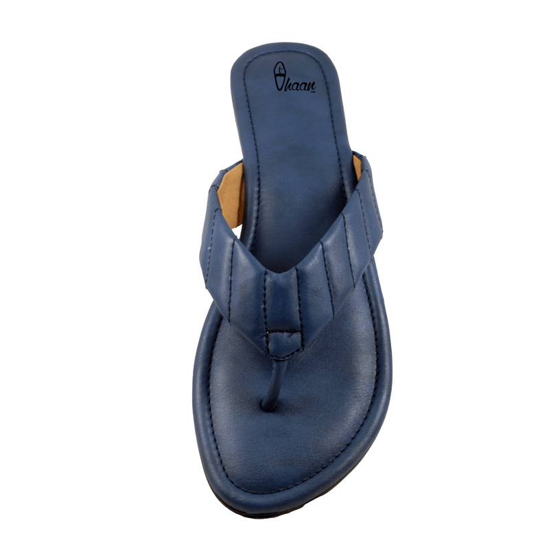 Premium Vegan Leather V belts Blue Color Flats