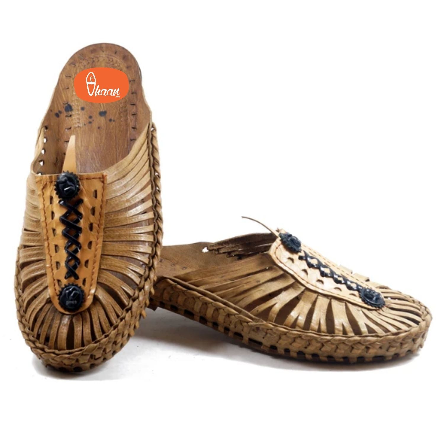 Blue Yellow handcrafted kolhapuri shoes for Women