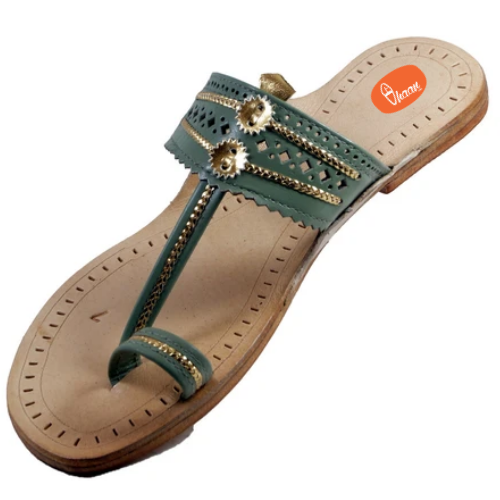 Flat Ladies Kolhapuri Chappal Grey Vhaan