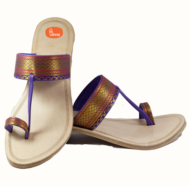 Paithani kolhapuri chappal- Purple