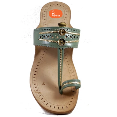 Grey Kolhapuri chappal for ladies