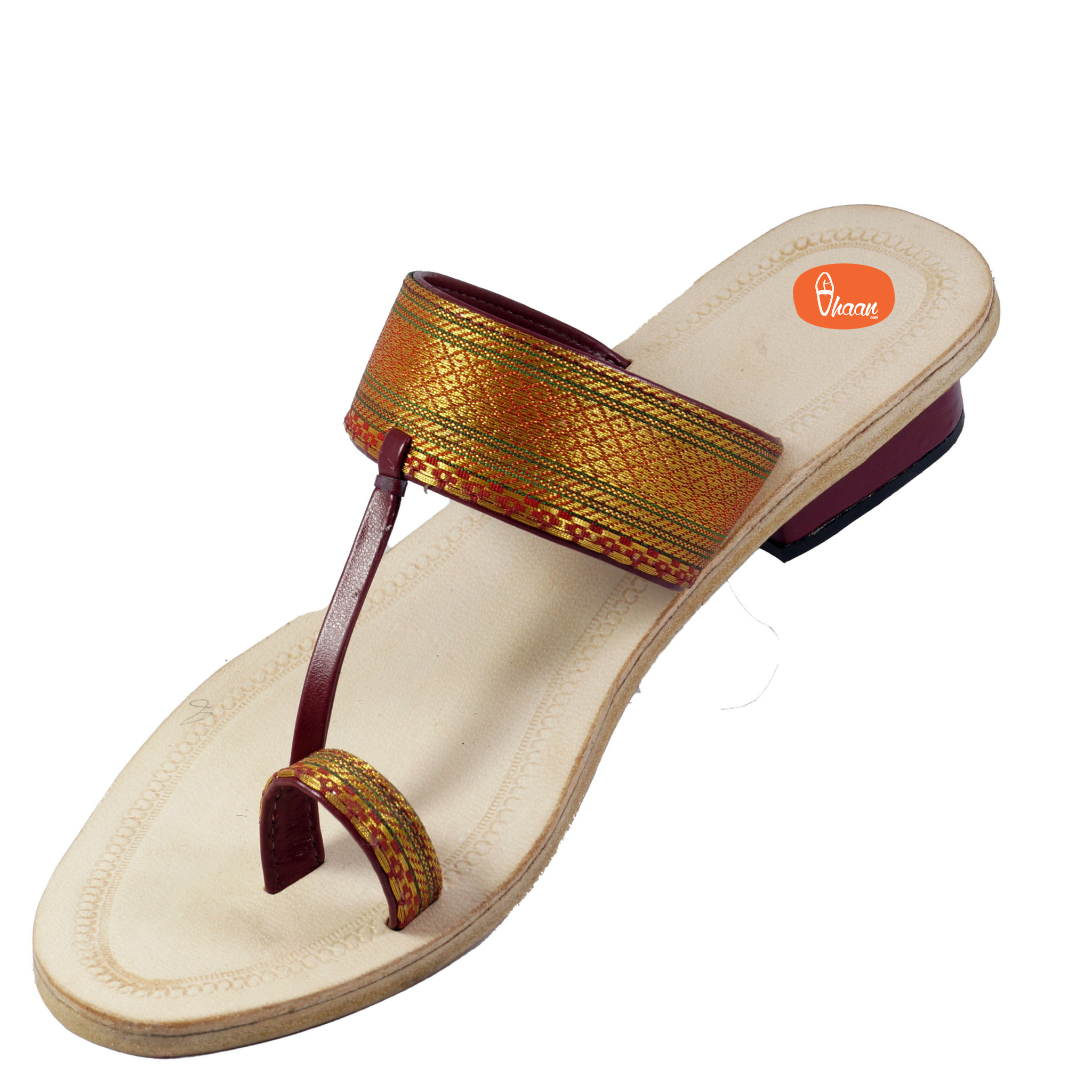 Paithani kolhapuri chappal with heels for women