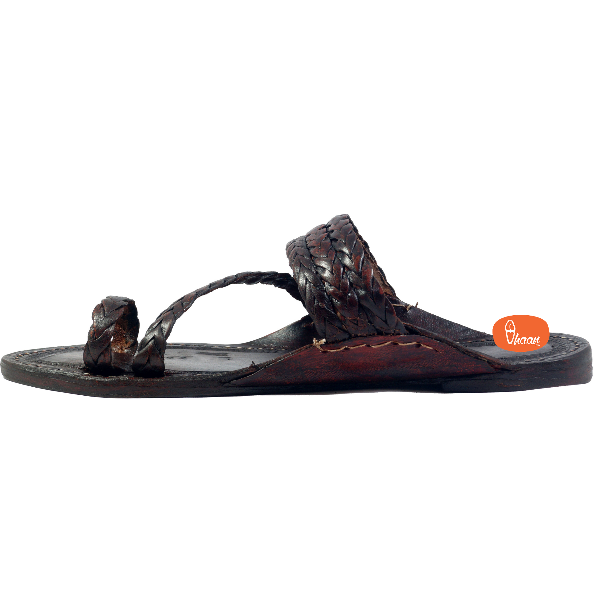 Burge Cross Belt Dark Brown Kolhapuri Chappal For Men on vhaan.in