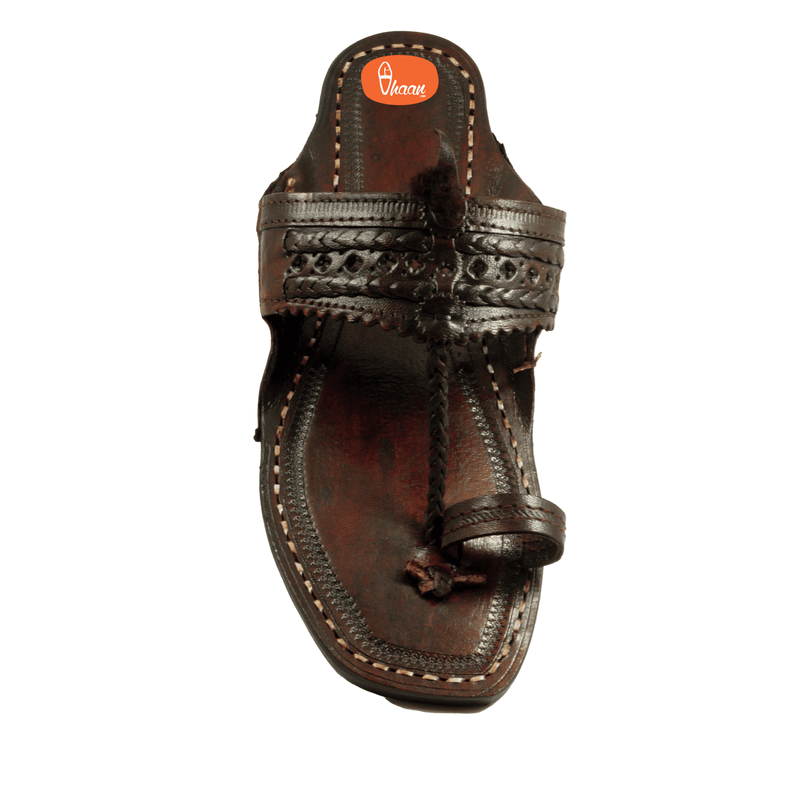 Original dark brown handstitched kolhapuri chappal for men