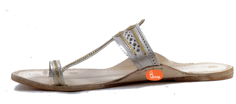 White Color Ladies Kolhapuri chappal in Hills-vhaanfootwear-6-vhaanfootwear