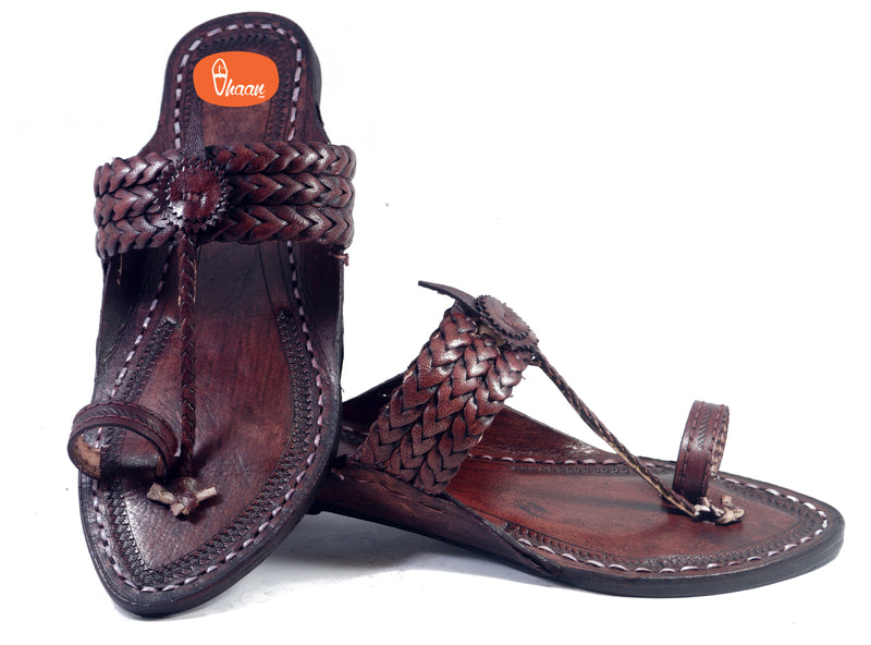 Dark brown kolhapuri chappal for women