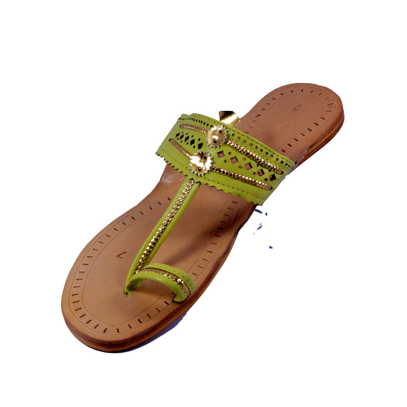 Pastel green Kolhapuri chappal for ladies