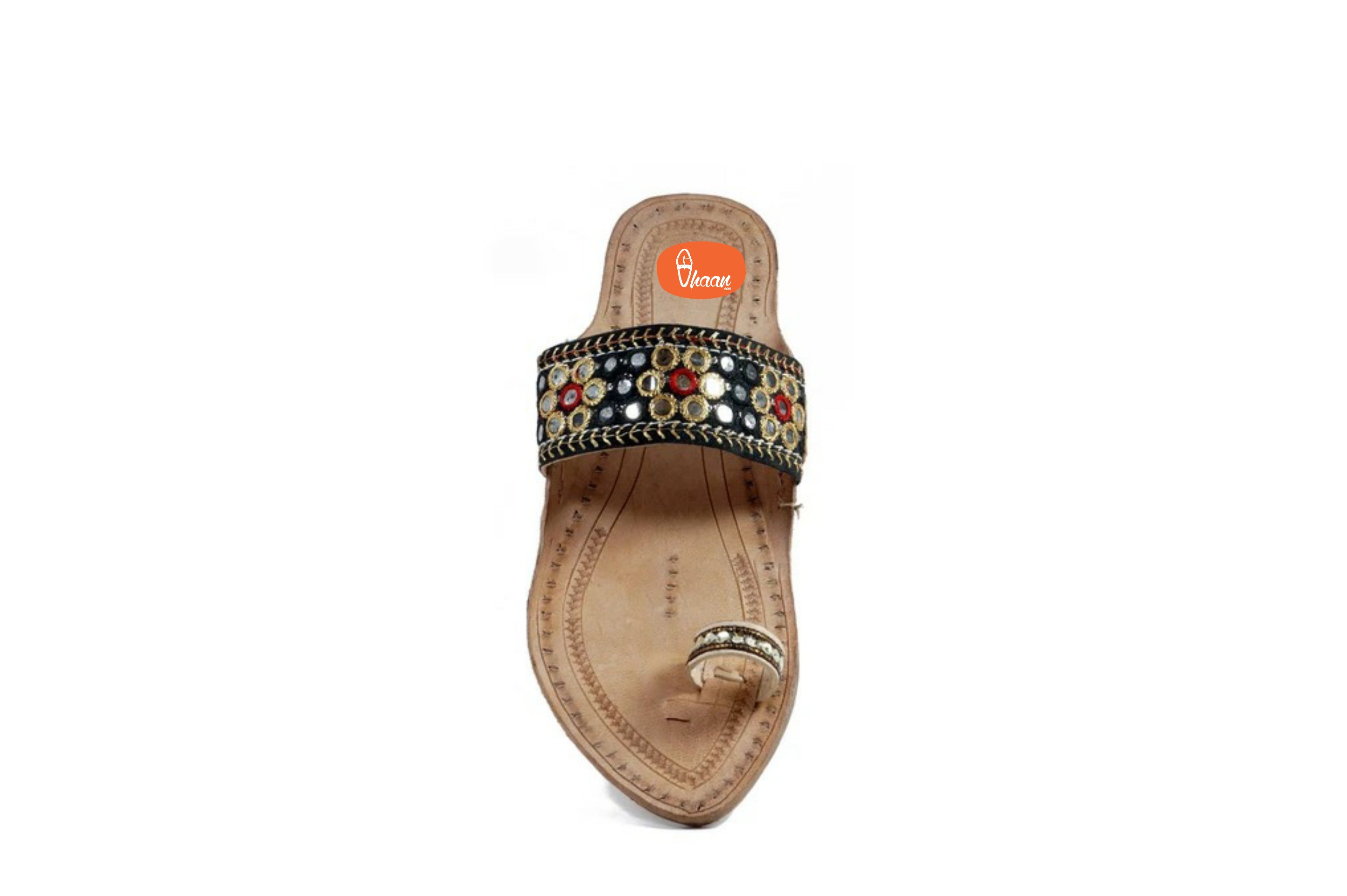 Embroidered Chappal for Ladies Black agate