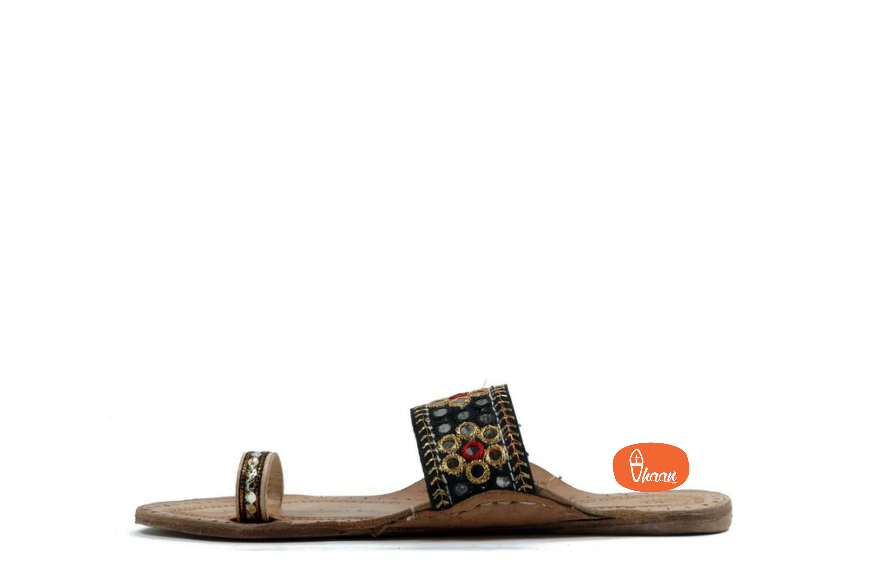 Black agate Embroidered Chappal for Ladies