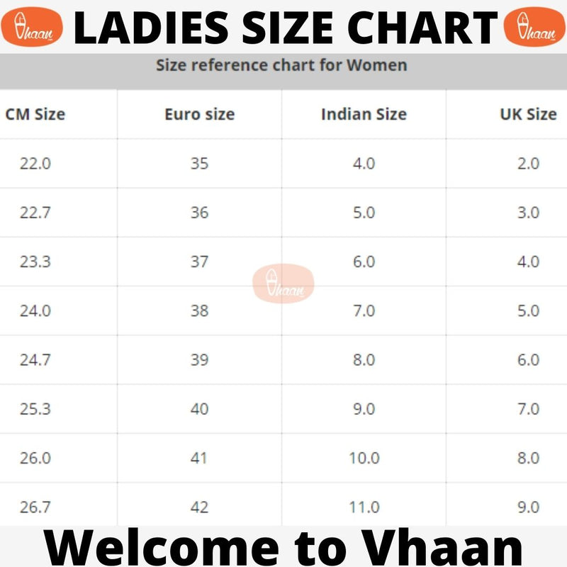 Women's footwear size chart - Vhaan