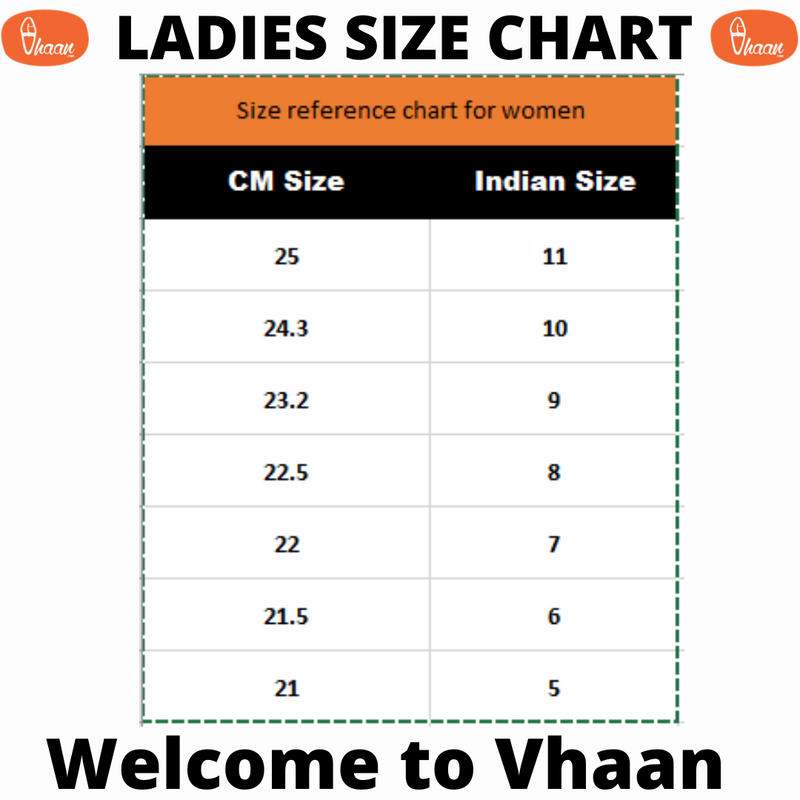 Womens footwear size chart - Vhaan